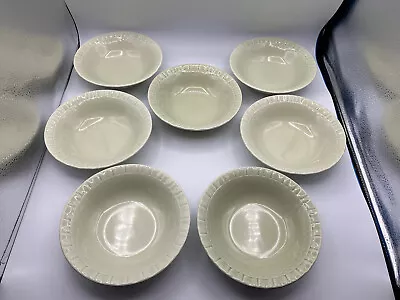 Set Of 7- MSE Martha Stewart- 7 1/4  Green Basketweave Soup Salad Bowls Ex • $49.99