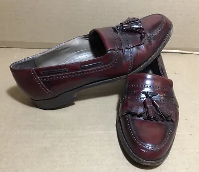 BALLY Men's 8D Burgundy Leather Kiltie Tassel Loafers Shoes 554 Made In Italy • $24