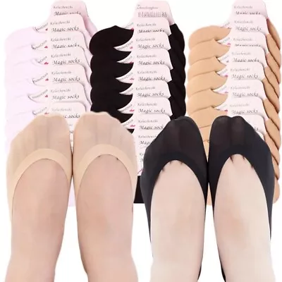 Women's Invisible Socks Shoe Liner Footsies Ballerina Thin Black Summer Socks • £6.95