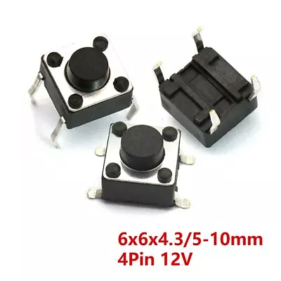 6×6×5mm Micro Tact Switch SMD Copper Tactile Push Button Circuit Board 4Pin • $94.15