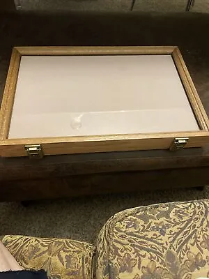 Showcase Display Case 12X18X2  Padded Glass Top With Two Keys & Solid Oak • $125