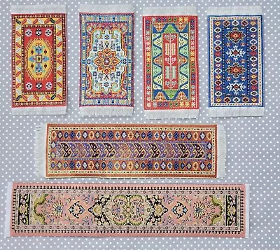 Vintage Lot 6 Dollhouse Miniature Oriental Turkish Persian Woven Carpet Rugs NOS • $19.99