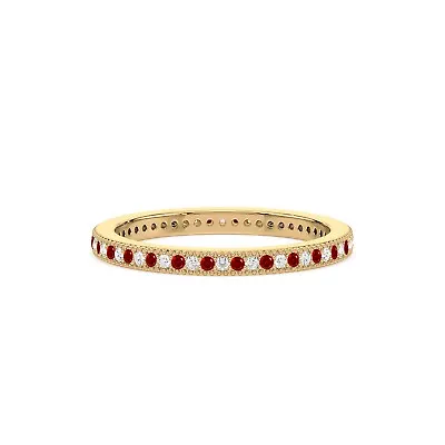 Ruby And Diamond Eternity Wedding Ring In 14K White Gold Stacking Ring • $786.40