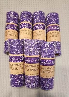 7 Rolls Crafter's Square 6  Splatter Decorative Mesh 3 Yd Rolls ~ Purple • $15.99