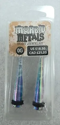 Morbid Metals Blue And Pink Iridescent 0 Gauge Metal Plug Spikes • $10.99