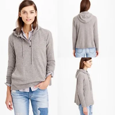 J.CREW COLLECTION XS Relaxed 100% Cashmere Patch-pocket Hoodie GRAY A5304 $288 • $115.20