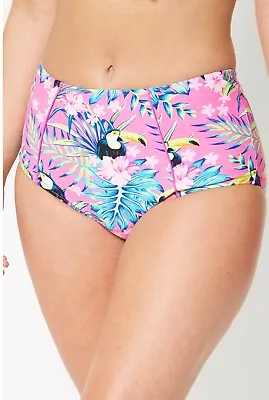 (B1) Ladies Mini Me Tropical Toucan Pink High Waisted Bikini Bottoms • £3.50