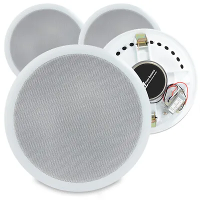 4 White 100V Line 8  Ceiling Speakers Restaurant School Gym Audio Setup|PD CSPB8 • £88