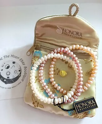 Qvc Honora Pearls Set 3 Stretch Flawless Freshwater Pearl Bracelets BNWT BNIB  • £39.99