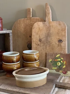 Vintage French Pate Brown Earthenware Casserole Dish / Terrine La Bourguignonne • $49.99