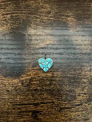 Vintage Sterling Silver Ladies Turquoise Heart Pendant • £24.11