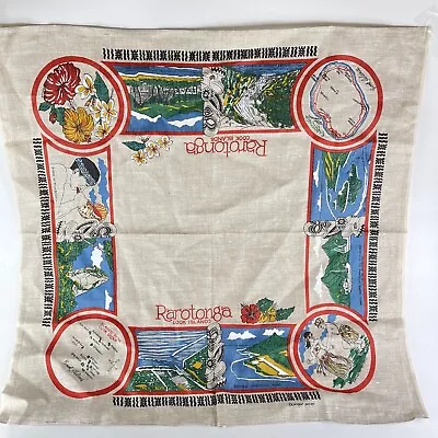 Cook Islands Souvenir Tablecloth Wallhanging Tiki Dancing Hula Island Map EUC • $56.31