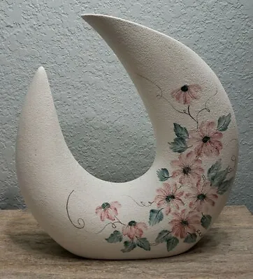 Vintage MCM Japanese Toyo Ikebana ? Vase  Ceramic Crescent Moon LARGE 15 1/2  • $149.99