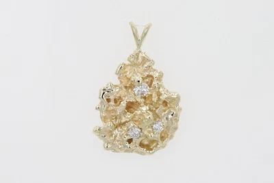 $799.99 • Buy .65ctw Round Cut Diamond Nugget Pendant Without Chain 14k Multi-Tone Gold