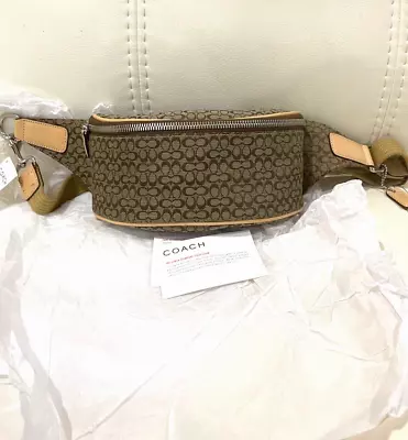 NWT Coach Vintage Brown Mini Signature & Leather Fanny Pack Belt Bag F05093 • $120