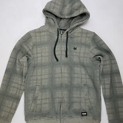 Men's Zoo York Hoodie Sweatshirt Jacket | Gray Sherpa Lined Full Zip Pockets | S • $19