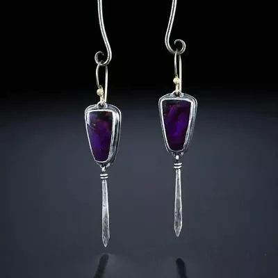 Vintage Style Boho Long Earrings Purple Color Simple Earring • $13.99