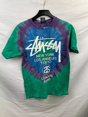 Stussy Tie Dye Tee T Shirt Vintage Small S World Tour Roots Skate • $33