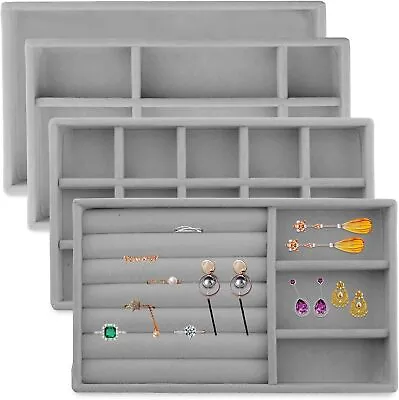 4 Packs Velvet Jewelry Trays Organizer Stackable Jewelry Display Trays For Dr... • $30.29