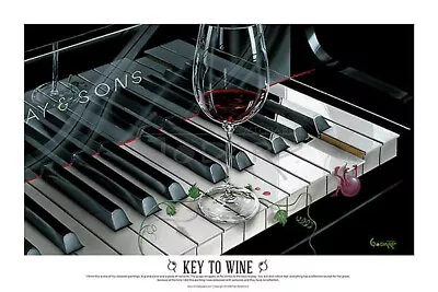 The Key To Wine Michael Godard Art Print Glass Cocktail Piano Bar Poster 24x36 • £38.88