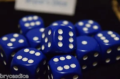 Chessex D6 16mm 10 Dice Set Opaque Blue With White New Free Bag Casino RPG Bunco • $3.99