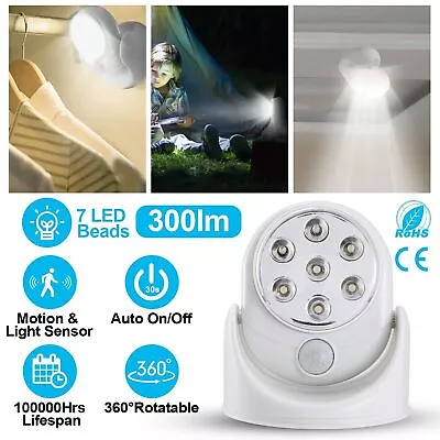 Motion Sensor LED Spotlight Battery Operated 360° Rotate Stair Light Cordless • $14.21