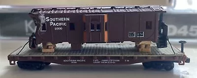 N Scale Custom Southern Pacific SP Caboose On Flat Car Load MOW Maintenance Way • $50