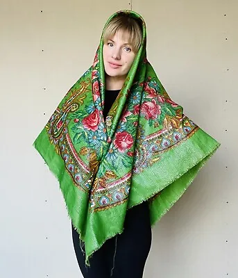 Large Scarf. Scarf With Flowers Vintage Traditional Gift Festive Scarf • $39