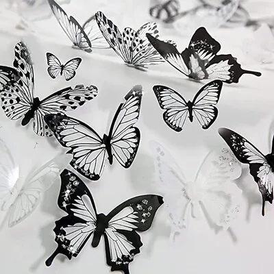 3D Butterfly Wall Art Decal Stickers Magnet Mural Home Decoration (18pcs) • £4.99