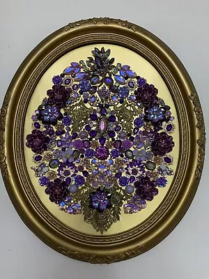 Vintage Jewelry Art Floral Collage Framed Christmas Tree • $88