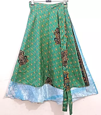 Regular Ankle Magic Wrap Skirt Vintage Silk Sari Bohemain Skirt Handmade Maxi • $37.17