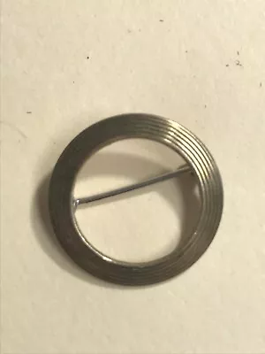 Vintage Small Symmetalic Sterling 1/20 14K Marked Flat Ridged Open Circle Pin • $17.06