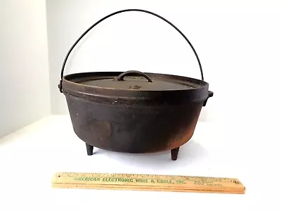 Vtg. Footed LODGE #12 Six 6 Qt. Capacity Camp Dutch Oven 3-3/4 D X 12 Dia. In. • $65