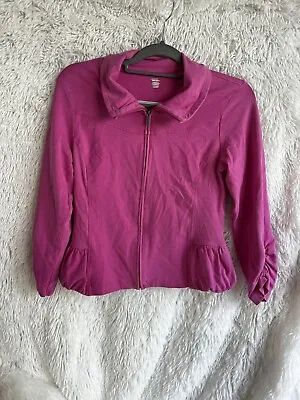 $9.99 • Buy Jockey Person To Person Pink Full Zip Jacket Size Small Women Ruched Sleeve