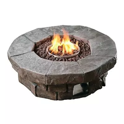 Peaktop Fire Pit 37.01 In X 37.01 In Round Stone Look Outdoor Propane Gas Brown • $391.31
