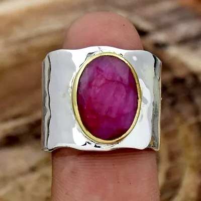Kashmiri Ruby Natural Gemstone 925 Sterling Silver Handmade Ring Gift For Her S8 • $11.85