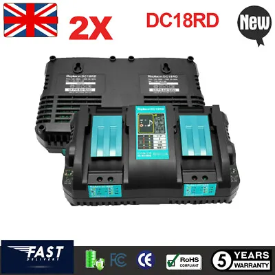 2X For Makita DC18RD 240V 18V LXT LI-ION Twin Port Rapid Battery Charger • £40.89