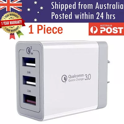 $6.99 • Buy 30W QC 3.0 Fast Charging 3 Port USB Wall Charger Adapter For IPhone Samsung AU