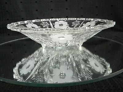 Crystal Footed Center Piece Bowl Scalloped Rim 12  • $22.99