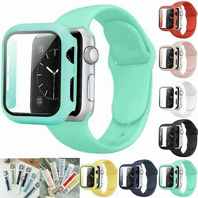 $10.99 • Buy Silicone IWatch Band Strap + Case For Apple Watch 1 2 3 4 5 6 7 SE 38 45 42 41mm