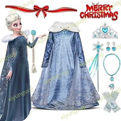 2023 Kids Costume Frozen 2 Elsa Dress Up Girls Fancy  Party Christmas Gifts!s • £13.99