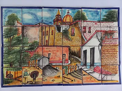 25  CERAMIC TILE MURAL Mexican Talavera Mosaic Hand Painted Backsplash • $149