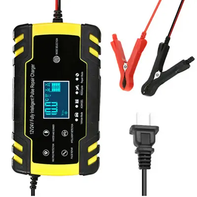 Car Battery Charger 12/24V Touch Screen Pulse Repair LCD Digital Charger US Plug • $35.80