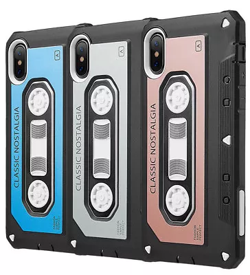 IPhone X / XS - Vintage Cassette Tape Hard Hybrid Rugged Armor Shockproof Case • $9.27