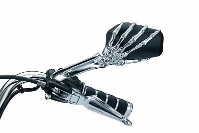 $179.96 • Buy Kuryakyn Skeleton Chrome Hand Black Mirrors Set Motorcycle Harley Honda Yamaha
