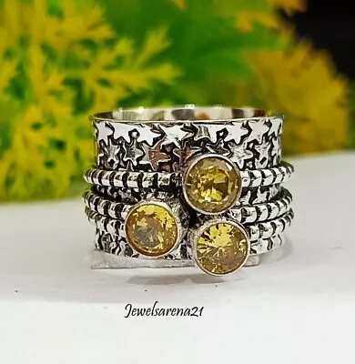 Citrine Ring 925 Sterling Silver Spinner Ring Handmade Mediation Jewelry TG47 • $11.02