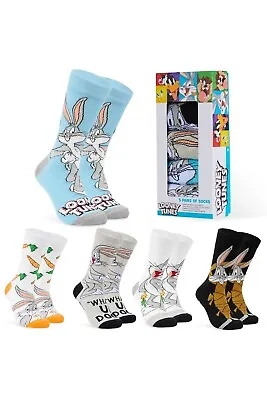 Looney Tunes Mens Bugs Bunny Socks 5 Pack Eye-Catching Comfortable Casual • £14.49