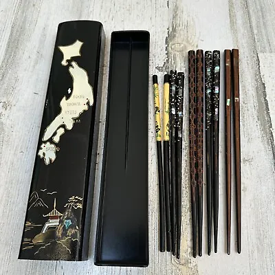 Vintage Japanese Japan Chopstick Case Box Pen Case With Chopsticks Collection • $55.99