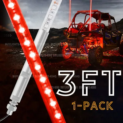 3FT Red LED Light Whip + Flag For ATV ATV Accessories RZR Can-Am Polaris Antenna • $25.19