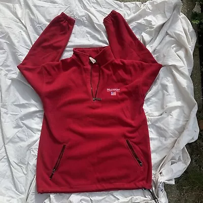 Mens Ralph LAUREN Red Polo Sport Fleece Sweatshirt With Zip Size M • £11